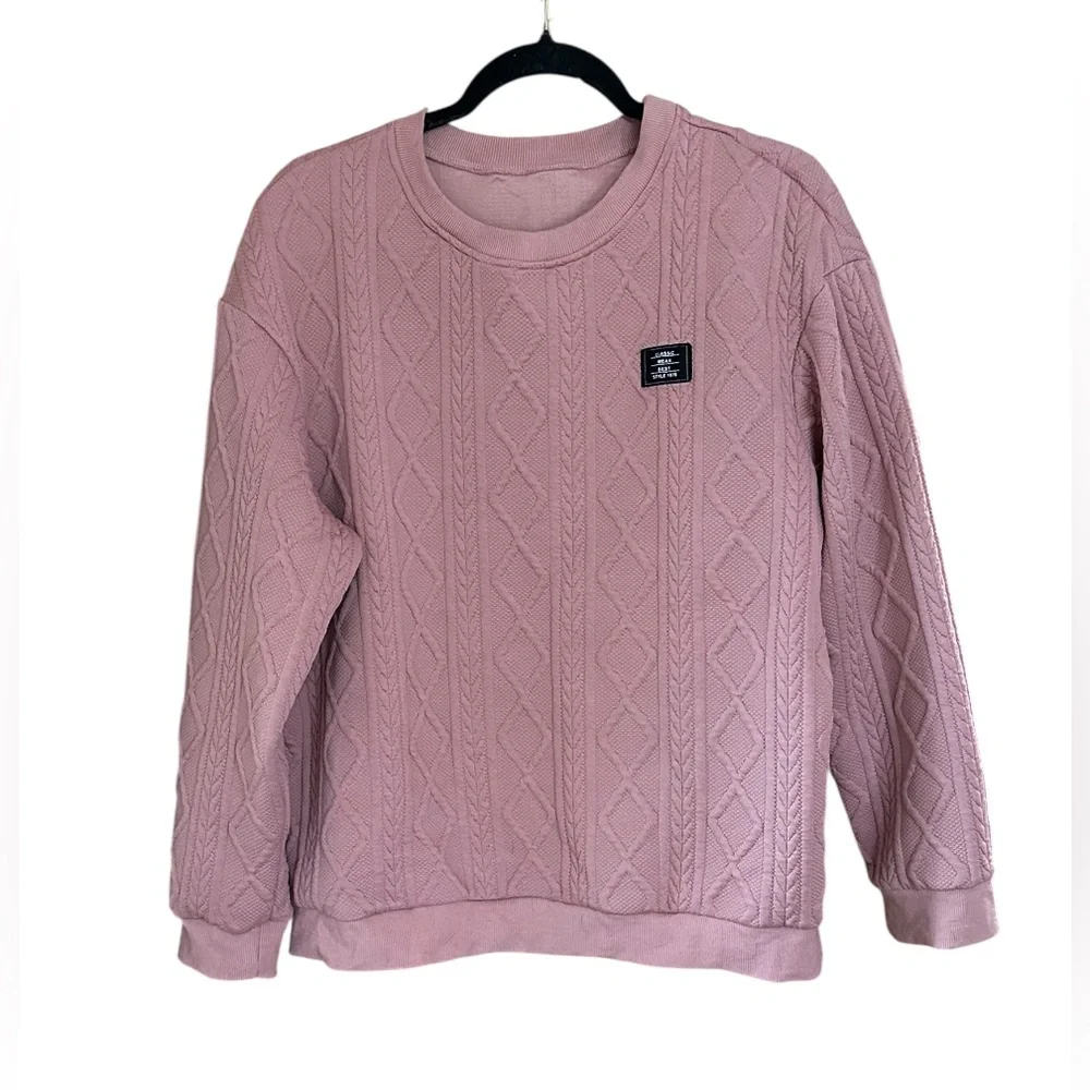 Elegant Pink Cable Knit Sweater Set - Picture 2 of 8